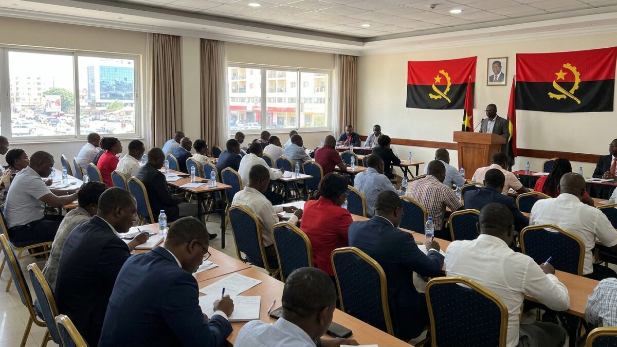 Sessão de formação política com militantes em Luanda, Angola